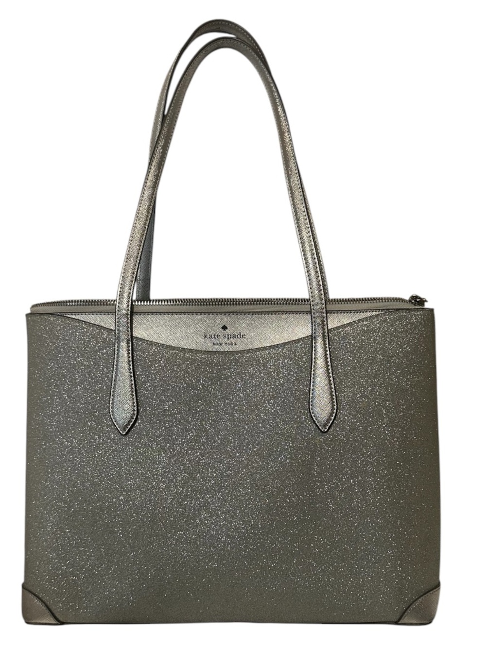 kate spade Glitter Metallic Silver Tote